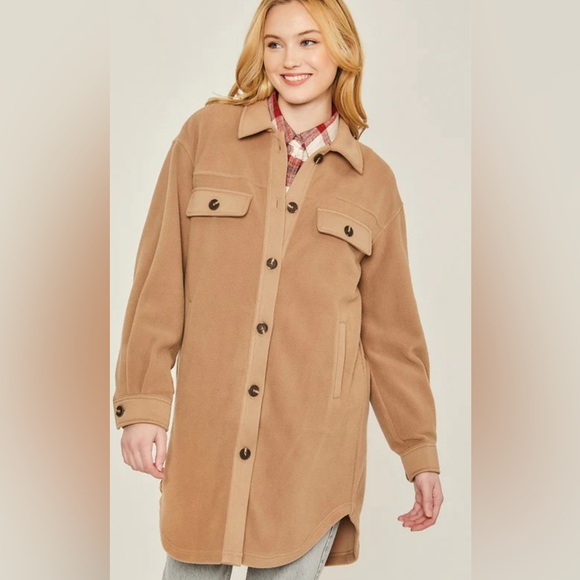 (#79) LOVE TREE Fleece Shacket - Picture 3 of 6